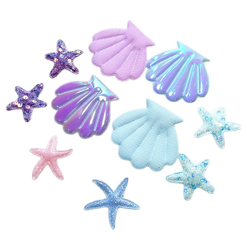 Ocean Series Bright Leather Scallop Fan-Shaped Clothing Accessories DIY Creative Production Accessories Material Package Jewelry Jewelry