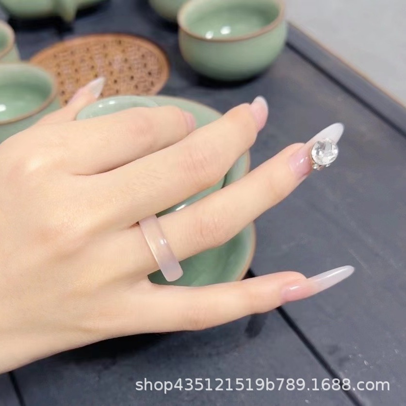 Wholesale Agate Rings, Ice Chalcedony A-Grade Tail Rings, Natural Couple Rings, Finger Rings, In-Stock Natural Ice Type