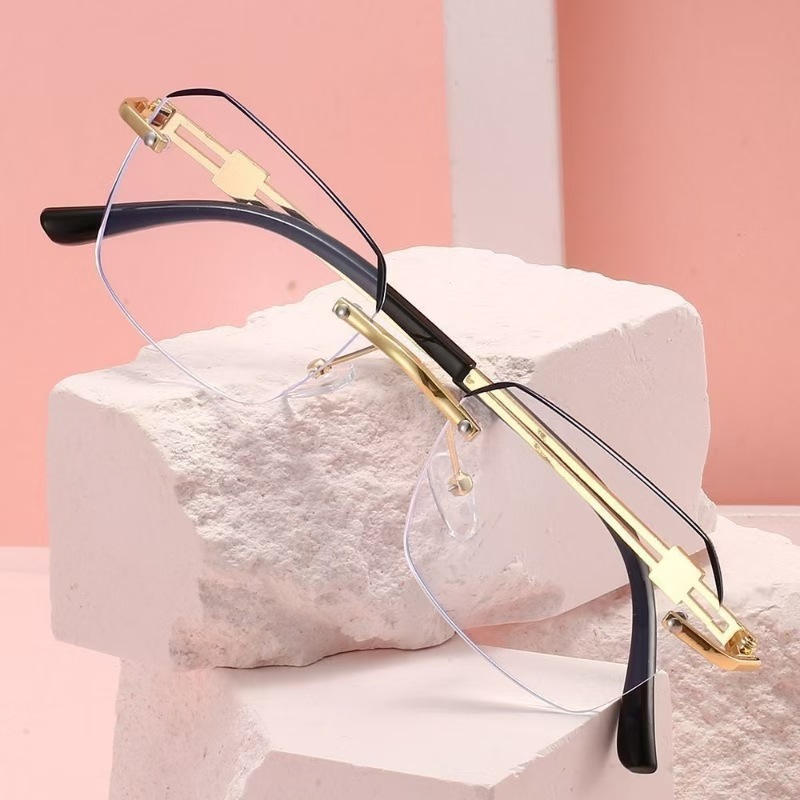LH9299 new anti blue light reading glasses fashion HD metal frameless Sven reading glasses business temperament