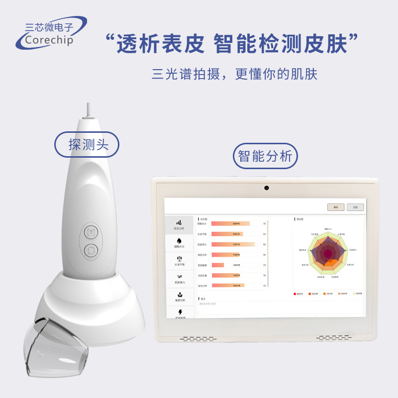 Skin Detector for Acne, Black Spots and Pores, 13 Major Problems, Three Spectrum Analysis