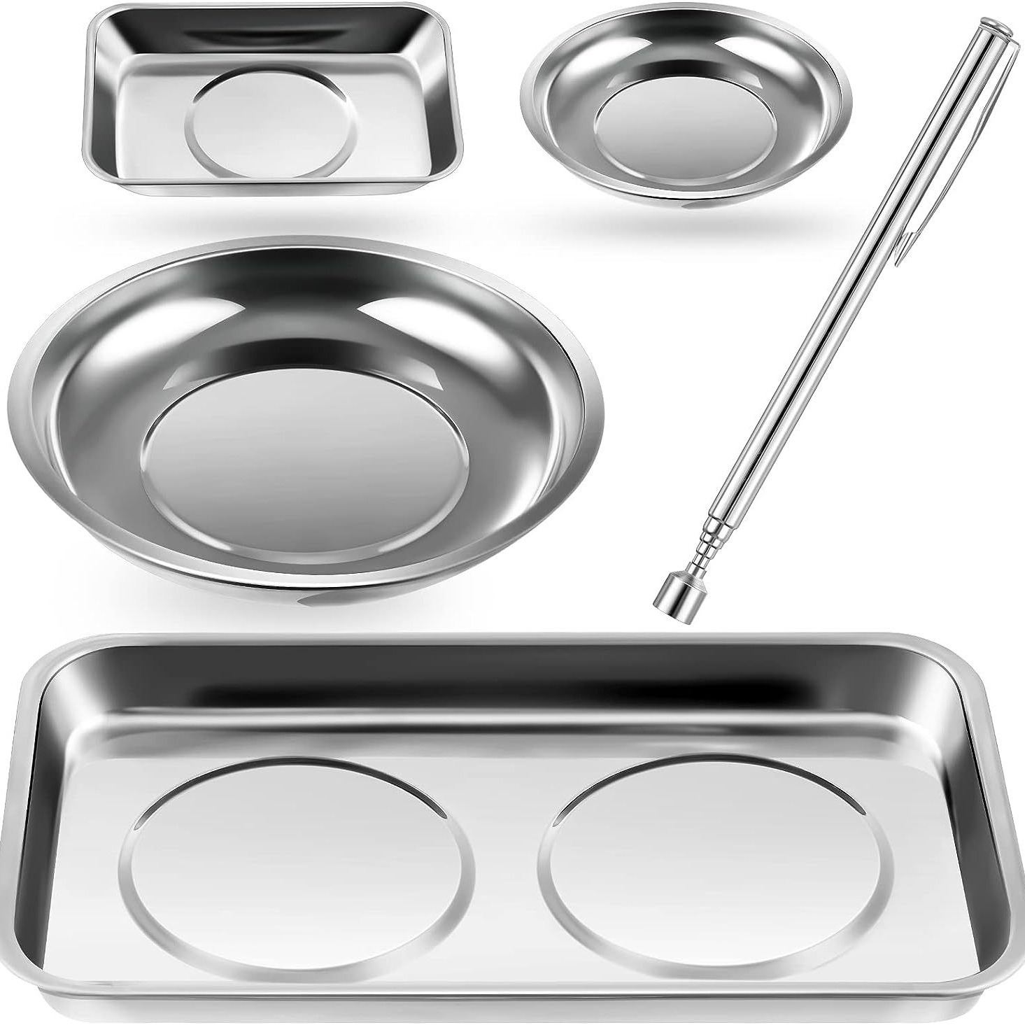 Магнитная чаша из нержавеющей стали, магнитная чаша для хранения, поднос для хранения пяти аксессуаров, магнитная чаша для инструментов 3 дюйма, 4 дюйма, 6 дюймов