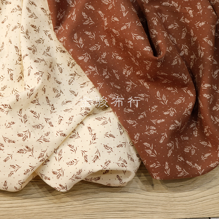 Autumn non-elastic rice ear small floral printed cotton woven cloth women's clothing girls' top jacquard cloth washed cotton