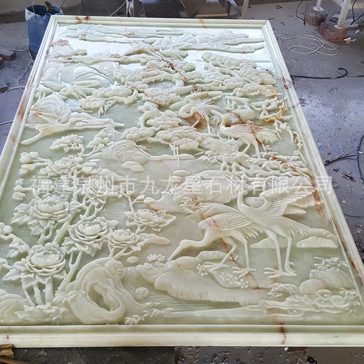 White marble stone carving relief granite screen wall stone carving character relief mural campus culture square background wall