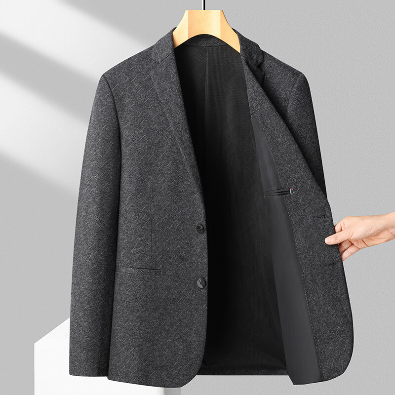 Autumn and winter new sheep wool suit suit slim suit business casual men's suit gray pullover