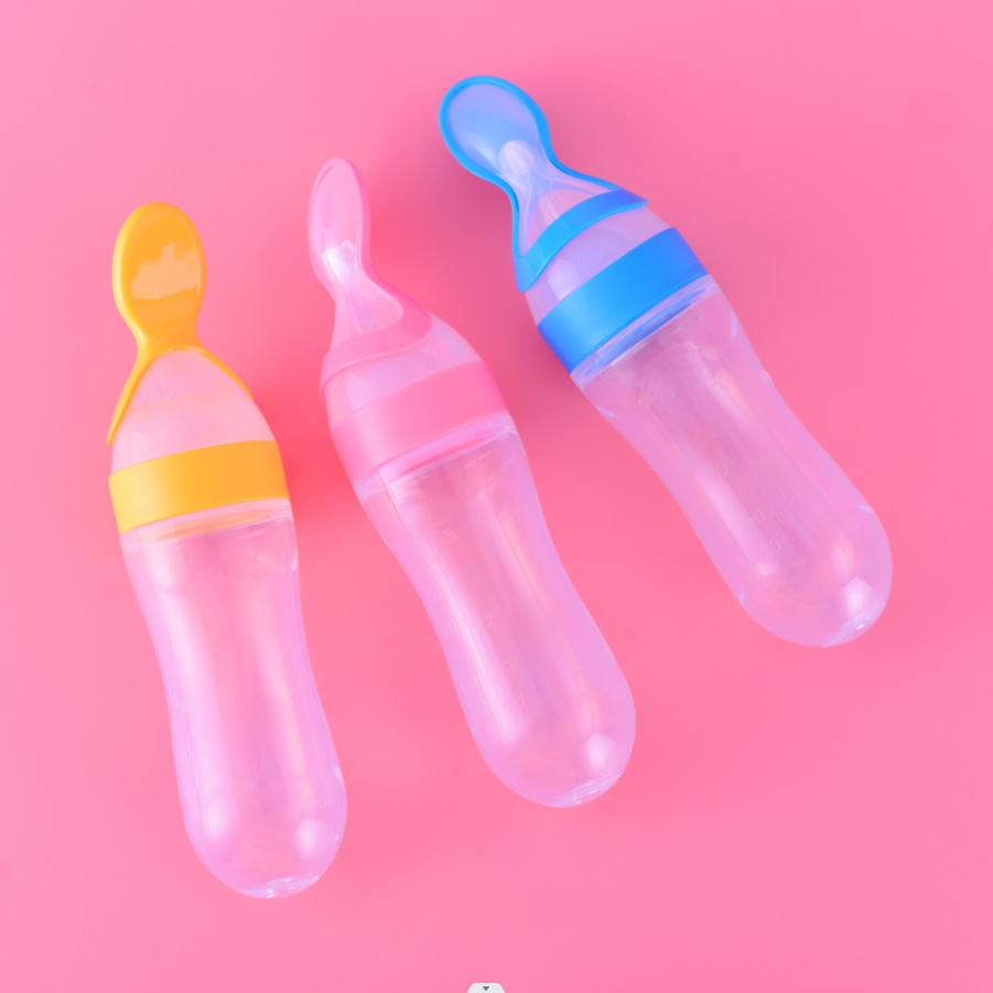 Baby rice paste bottle baby silicone bottle children's squeeze spoon feeder rice paste spoon rice flour rice paste complementary food bottle