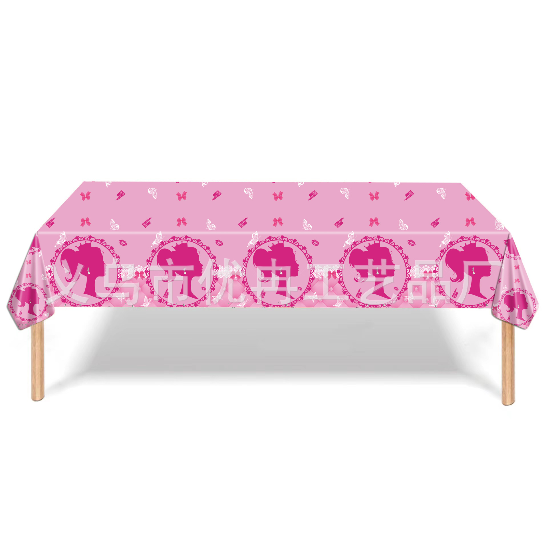 Pink Barbie Girl Theme 137*274C Disposable Pe Plastic Tablecloth Tablecloth Party Decoration Supplies