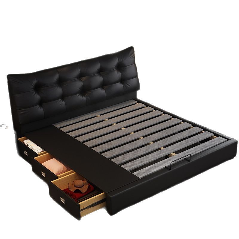 Italian Minimalist Modern Soft Leather Bed 1.5m Single Guest Room Master Bedroom 1.8m Double Wedding Bed Bedroom