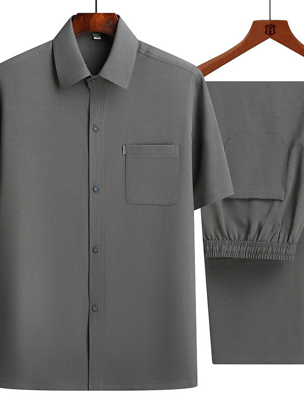 Летняя тонкая рубашка с коротким рукавом для мужчин среднего и пожилого возраста, свободный комплект