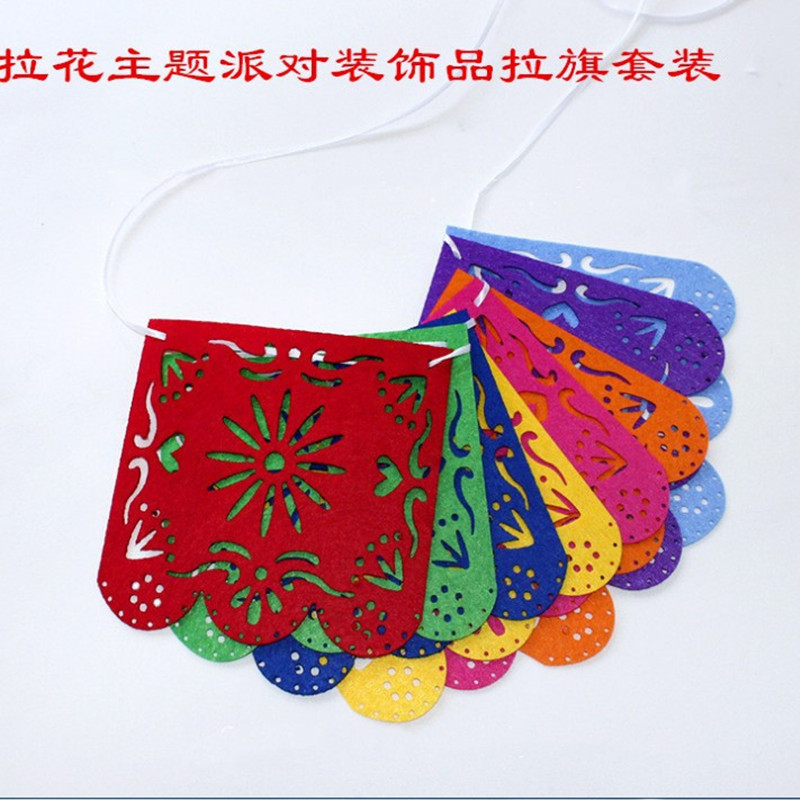 Cross-border direct supply Mexico party felt hollow flower dead day flag Halloween flag Carnival party