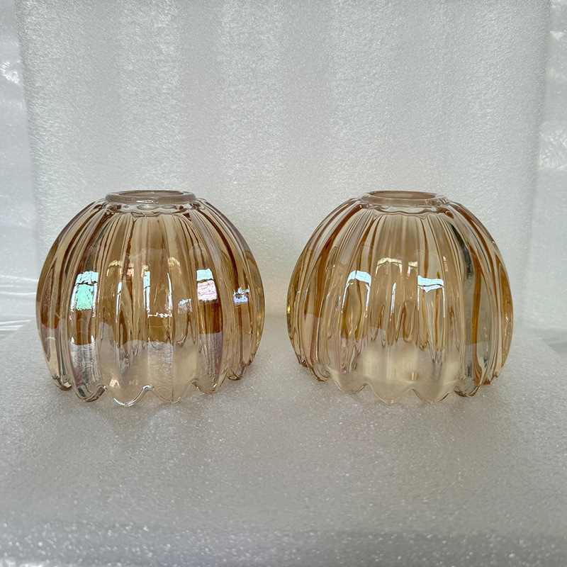 Glass Amber Small Flower Lampshade Green White Transparent Chandelier Ceiling Lamp Wall Lamp Small Pumpkin Lampshade Thickened