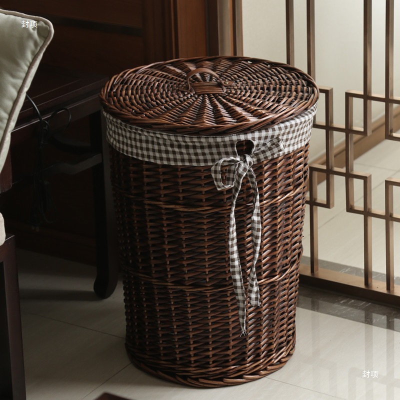 Storage Basket for Dirty Clothes, Rattan Woven Dirty Clothes Storage Basket, Dirty Clothes Hamper for Hot Pot Restaurants, Hotels, and Dining Establishments, Wicker Clothing Basket