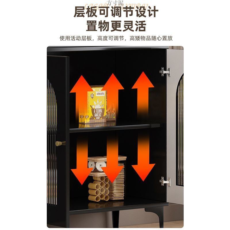 Rock Board Sideboard Cabinet Multifunctional Tea Cabinet Living Room Retro Black Kitchen Wall Storage Cabinet Bar Counter Cabinet