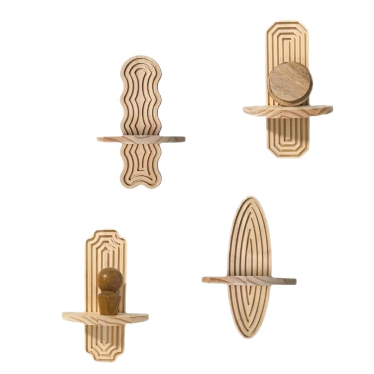 Wooden Wall Rack Bohemian Style Wall Decoration Living Room Decorative Solid Wood Green Plant Rack Aromatherapy Candle Holder