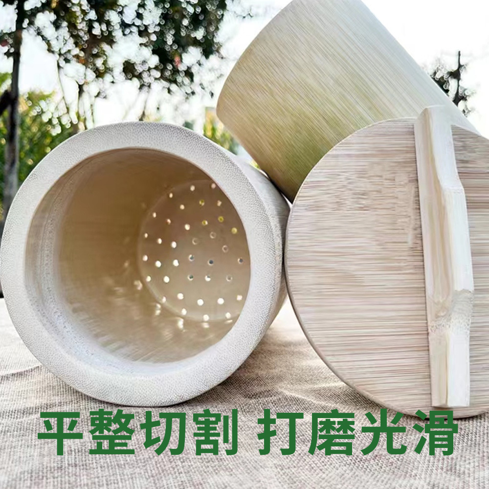 Handmade bamboo tube rice steamed rice steamer fresh whole bamboo household steamed rice bucket steamed rice bucket a generation of wholesale