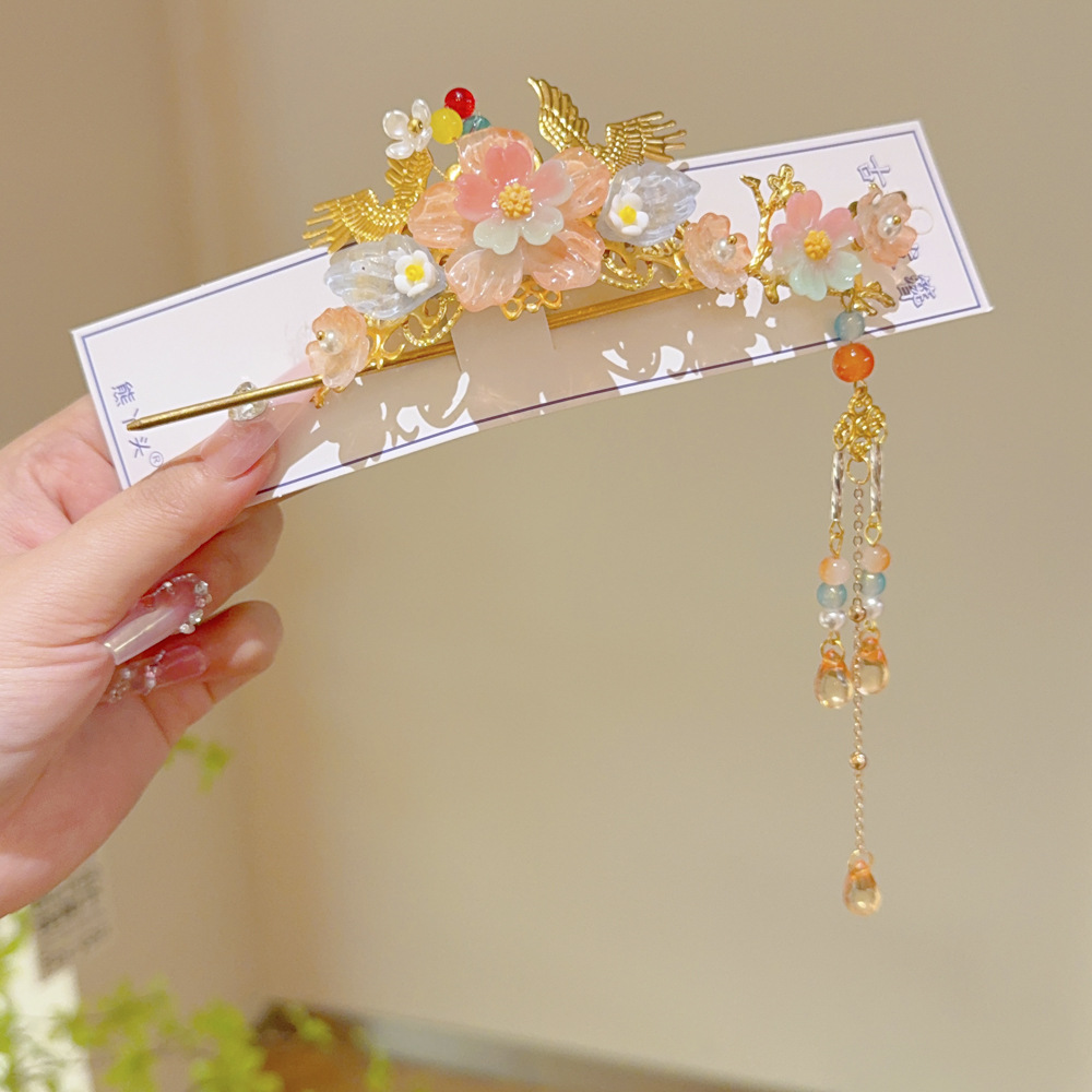 Ancient Costume Photography Makeup, Palace-Style Headdress, Hanfu Women's Court-Style Makeup, Flower Phoenix Crown, Children's Hair Crown, Palace-Style Headdress