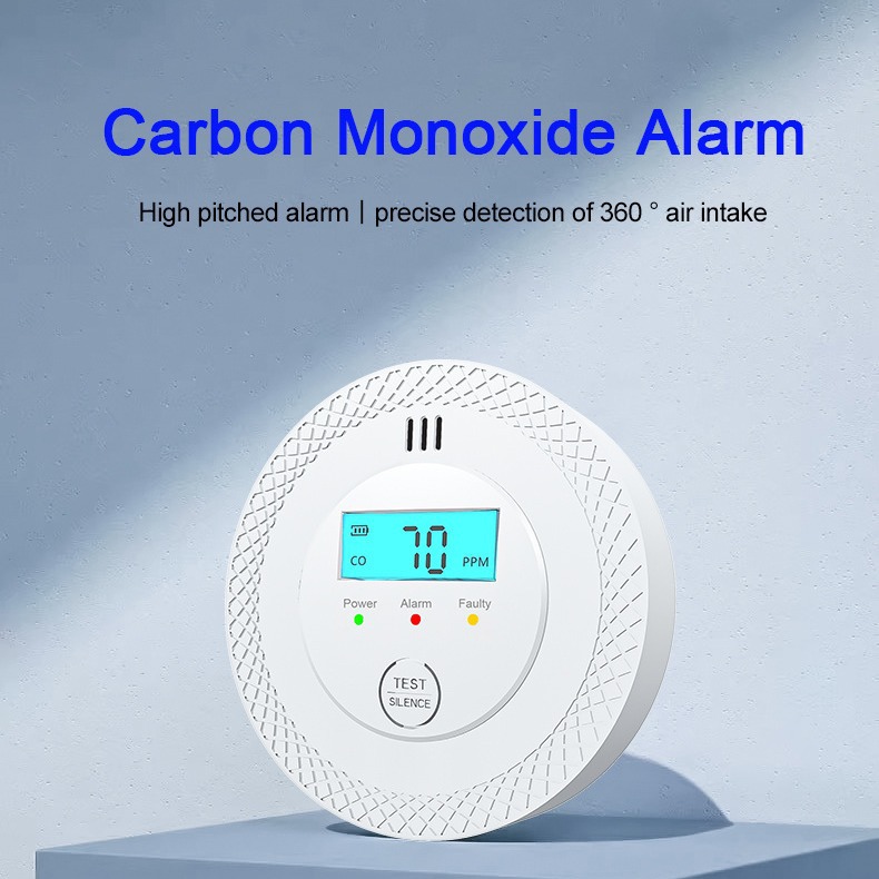 Cross-Border Hot Selling European Standard Indoor Wall-Mounted Independent Co Detector Mini Round Household Carbon Monoxide Alarm