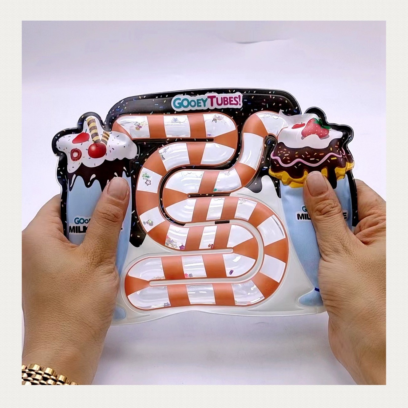 Popular Decompression Toy Gold Powder Quicksand Water Bag Pinch Music Vent Water Pipe Strip Kidsren's Sensory Fun Press Water Bag