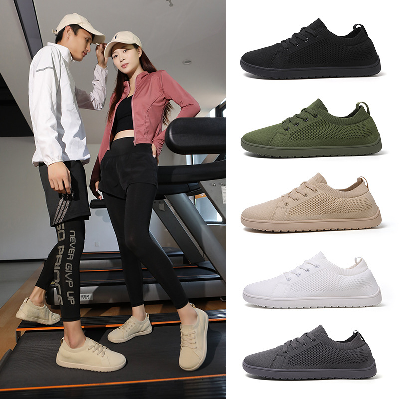 Amazon Wide Last Barefoot Shoes Wide Sole Comprehensive Training Squat Hard Pull Shoes Men's and Women's Flying Weaving plus size Sports Wide Shoes