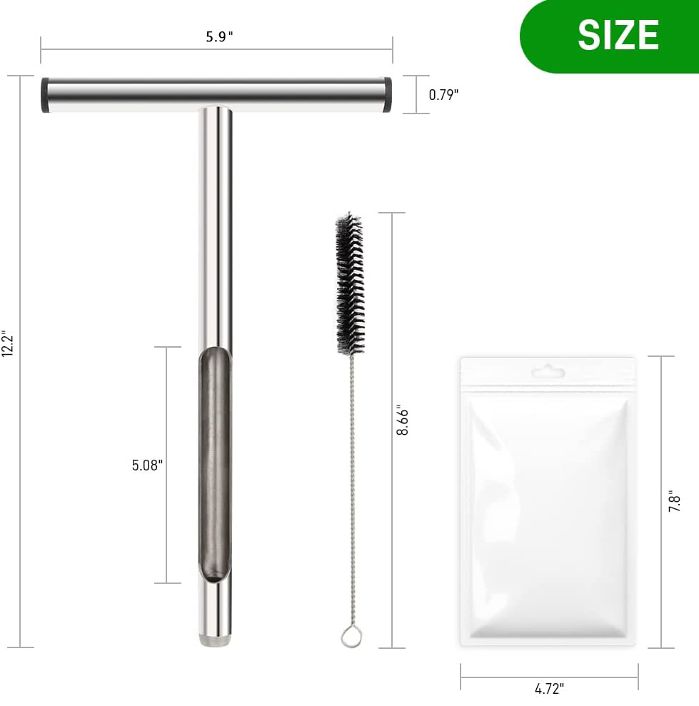 12.2 inch stainless steel soil sampler, T handle soil test kit 5 bags and 1 brush