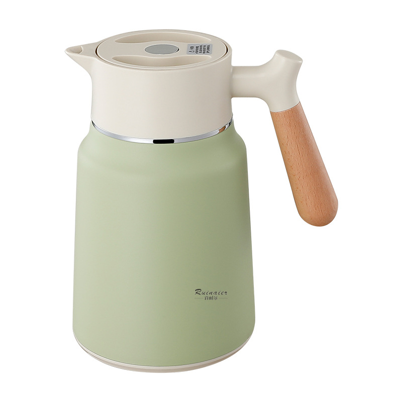 Ruinier 304 Double-Layer Vacuum Insulated Water Kettle Sealed and Leak-Proof Household Large-Capacity High-End Guishi Wooden Handle Hot Water Water Kettle