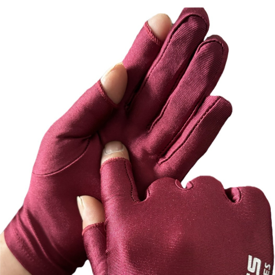 Exposed Two-Fingerprint Sports Logo Men's and Women's Sun Protection Driving Fishing Mobile Phone Cycling Ice Silk Fingerless High Elastic Gloves