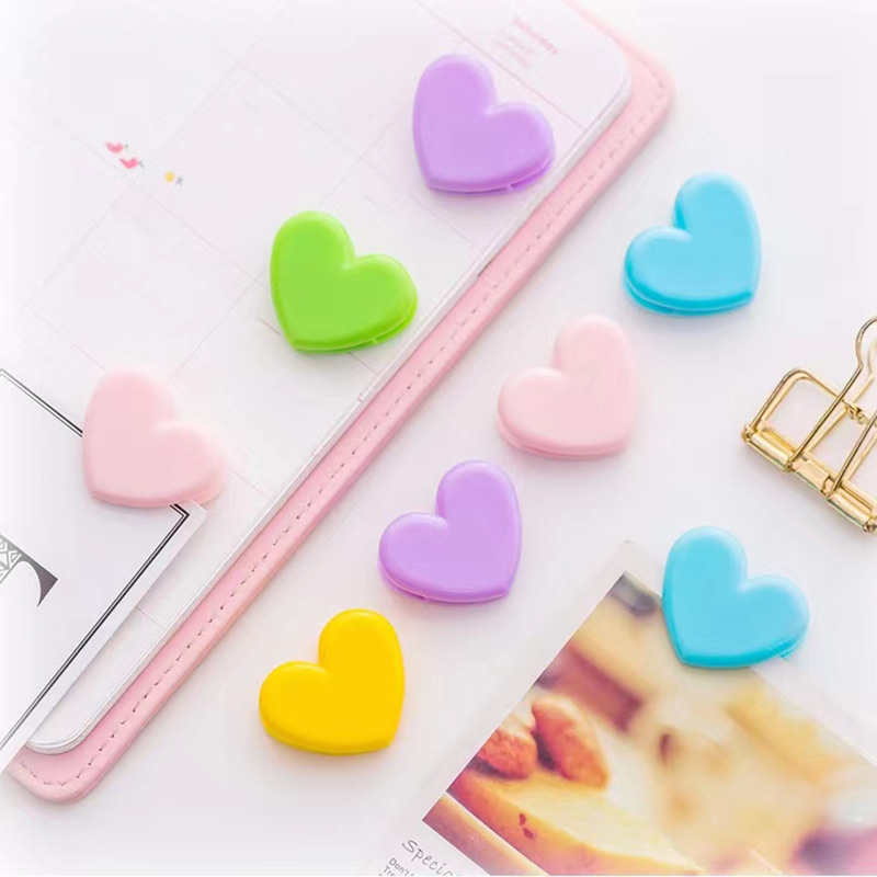 Creative heart-shaped transparent simple love small clip plastic exam paper book folder photo clip decorative note clip