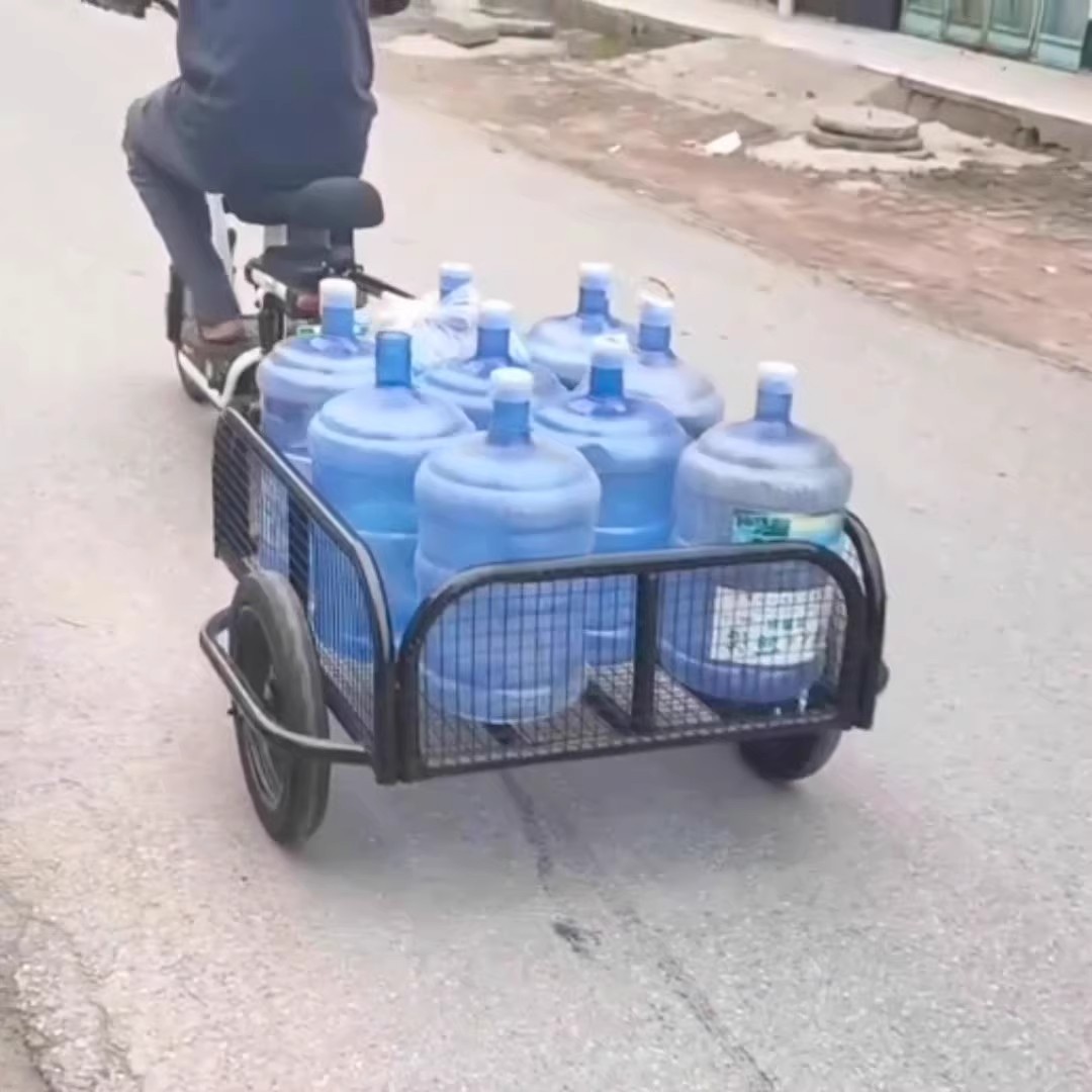 新挂斗户外拉车电动摩托自行车后挂小拖车摆摊拉货露营钓鱼三轮车