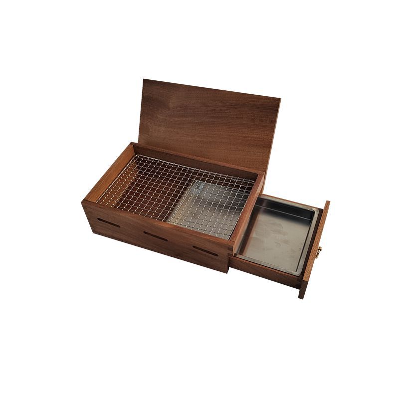 Restaurant creative wooden tableware Western-style carbon fire steak barbecue box smoked meat box Western food specialty tableware plate