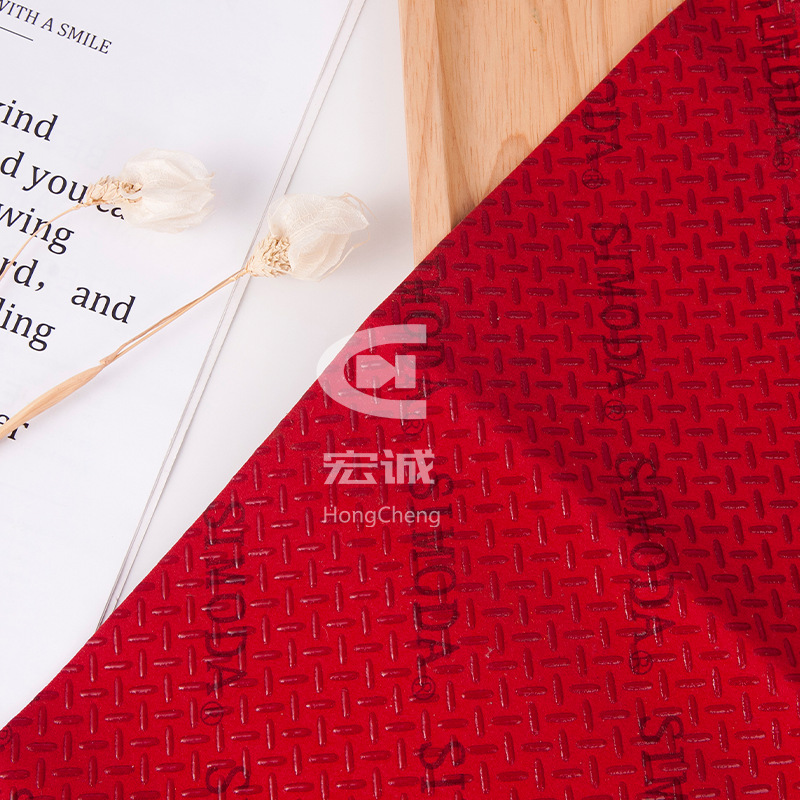 Red Simple Hotel Anti-Slip Cloth with Customizable Logo Soft Printed Glove Fabric Silicone Cross-Drop Plastic Fabric