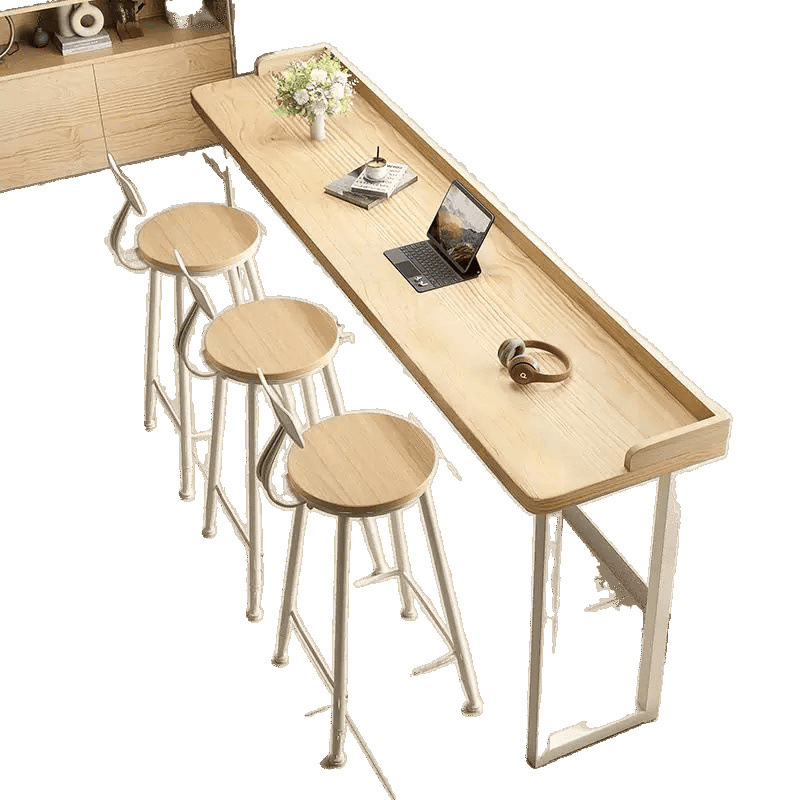 Yangtai Nordic Leisure Bar Home Simple Solid Wood Strip Table Against the Wall and Window Long Table Table and Chair High Leg Combination