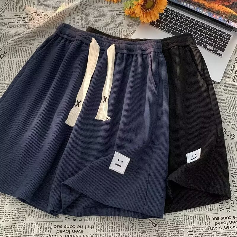 Cross-Border Waffle Shorts Men's Summer Thin Beach Pants Running Sports Pants Loose Casual Five-Point Pants for Men
