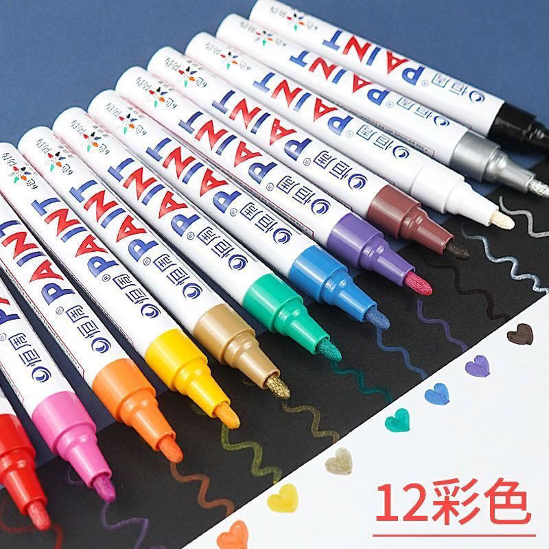 Hengzhou Paint Pen Black and White Colorful Oily Marker Touch-Up Pen Waterproof Industrial Non-Fading Graffiti Pen Tire Pen