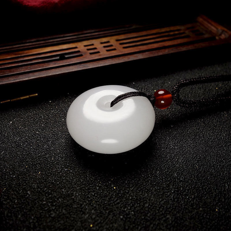 Factory in stock new natural Afghan white jade safe buckle Xinjiang white jade buckle will sell gifts live supply