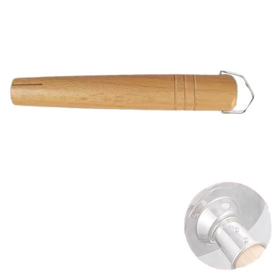 Wooden handle snow pan handle anti-scalding non-slip stainless steel handle Japanese milk pan handle soup pot replacement wooden handle