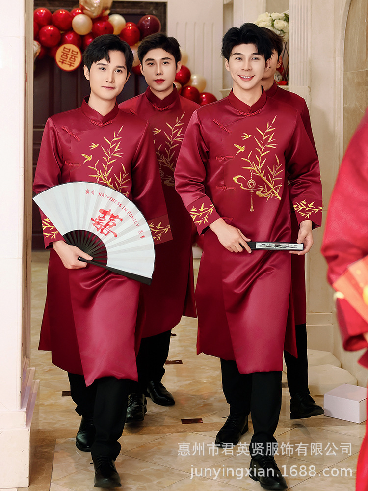 Свадебное платье в китайском стиле для шафера 2025 Новинка Смешное платье для братьев жениха