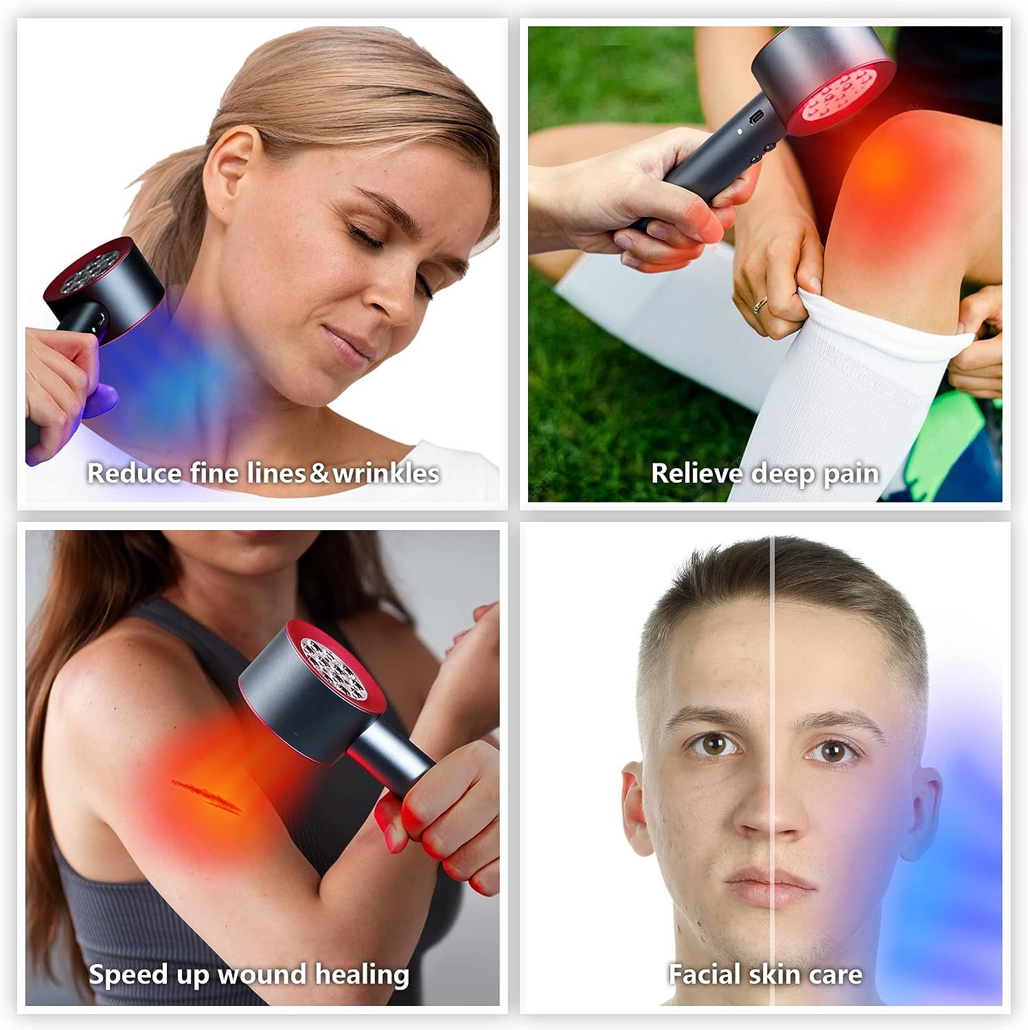 Cross-Border Hot-Selling Red and Blue Light Handheld Beauty Instrument Pet Skin Treatment Care Instrument Repair Whitening and Lightening Wrinkles