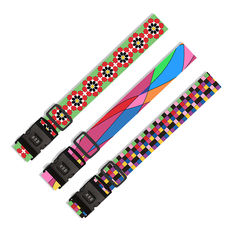 Custom one-word customs lock TSA luggage belt cross luggage combination lock strap suitcase reinforcement strap