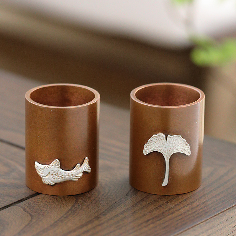 Ручная работа, крышка из меди с серебряной инкрустацией для чая