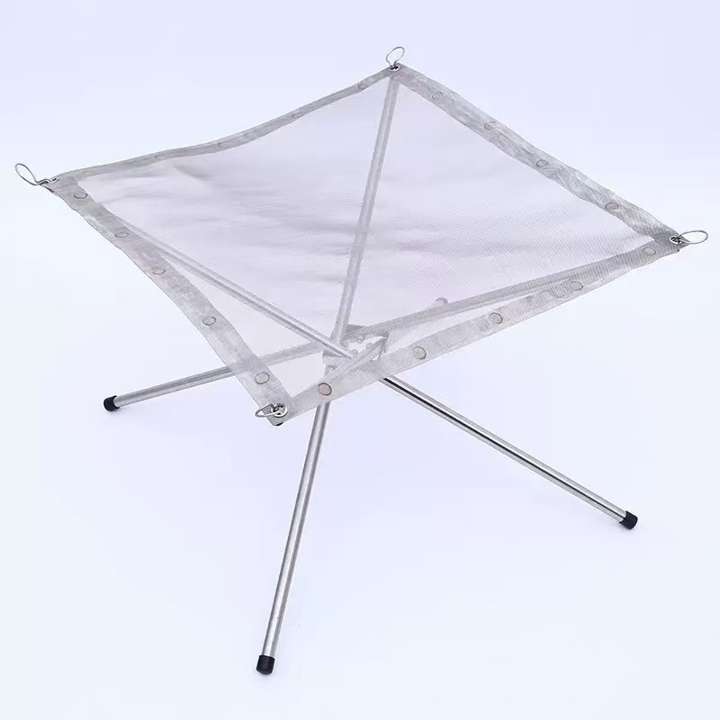 Cross-Border Hot-Selling Portable Stainless Steel Foldable Bonfire Rack Camping Barbecue Fire Rack Outdoor Fire Barbecue Rack