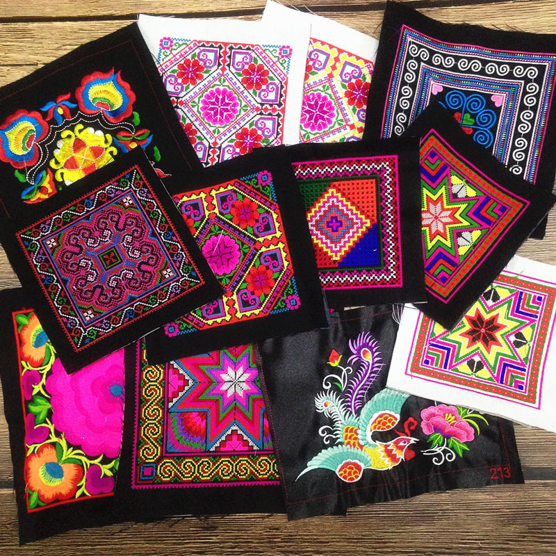 Маленький квадратный кусок машинной вышивки Miao стильный аксессуар для рукоделия DIY вышивка цветы обрамление и уголки