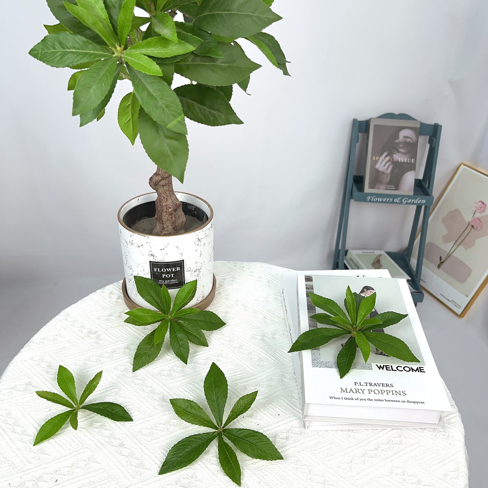 Simulation Plant Single Leaf Single Branch Hand-feel Horse Drunken Wood Leaf Home Decoration Photography Ornaments Soft Loading Tree Leaflet