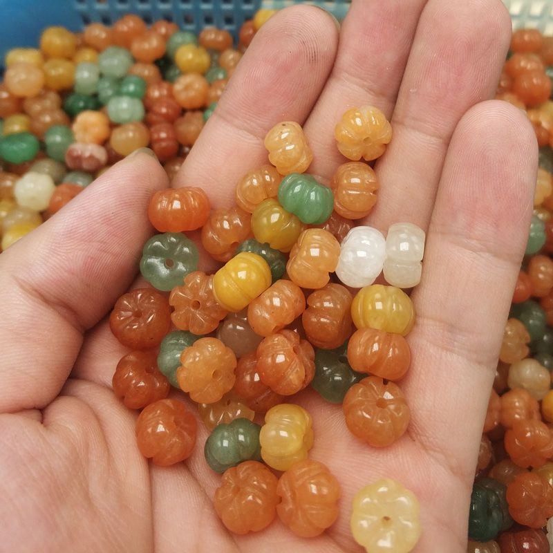 Brilliant Jewelry Gold Silk Jade Aventurine Pumpkin Beads Loose Beads Wholesale Purchase DIY Bracelet Hairpin Accessories Jieqi