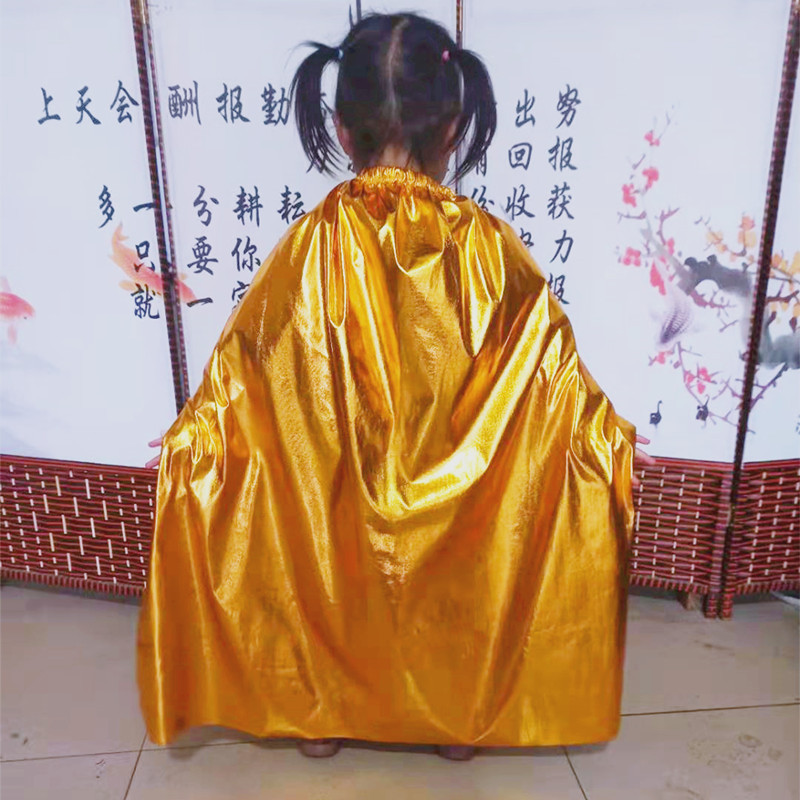 Halloween Superman Red Cape with Gold Trim, Children's Golden Staff, Sun Wukong's Gold-Stamped Cloth Yellow Cape Style