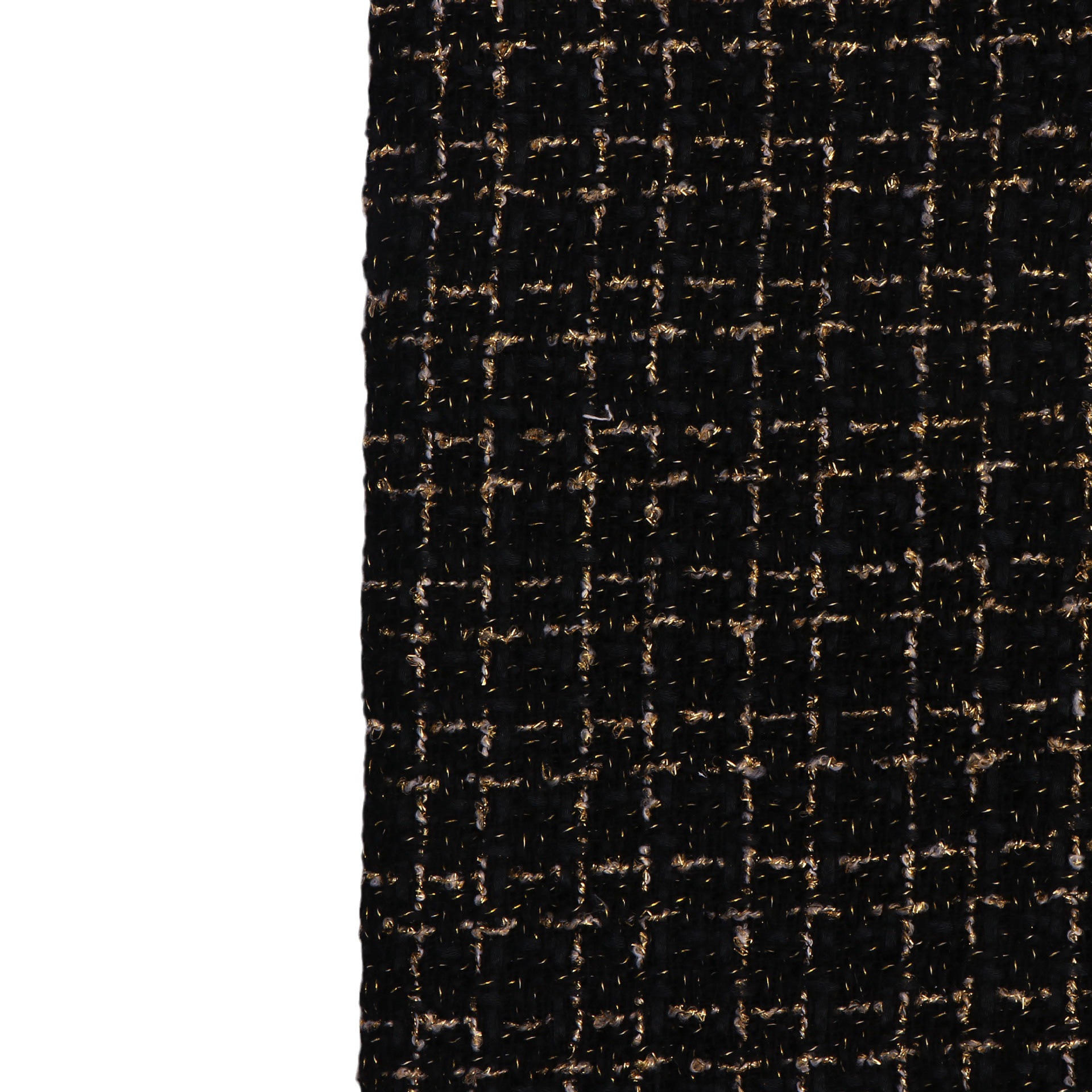 Fashionable high-end black and white gold silk Chanel style Korean style tweed fabric plaid woolen suit coat fabric wholesale