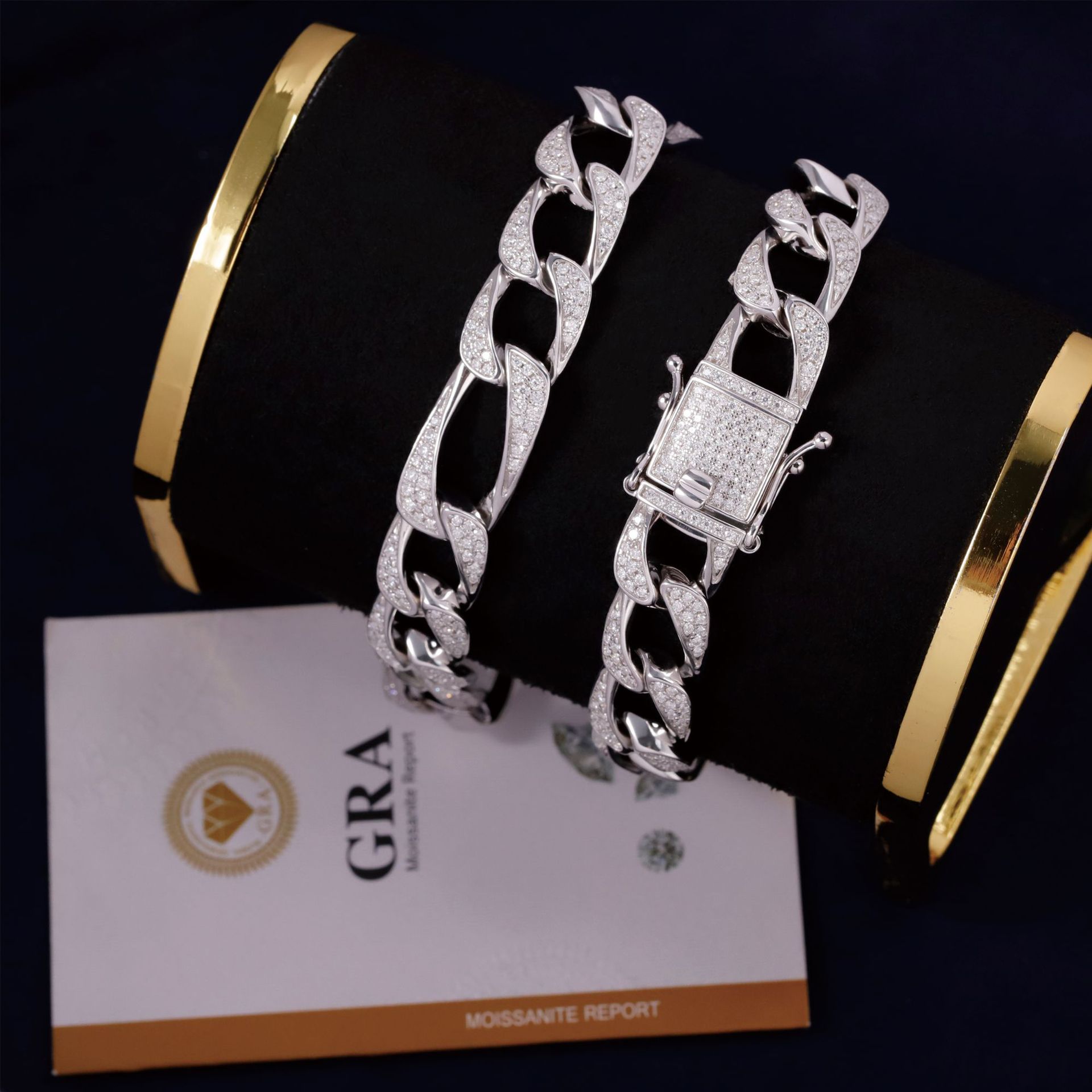 Модный стиль хип-хоп S925 серебро с вкраплениями из моиссанита браслет для мужчин