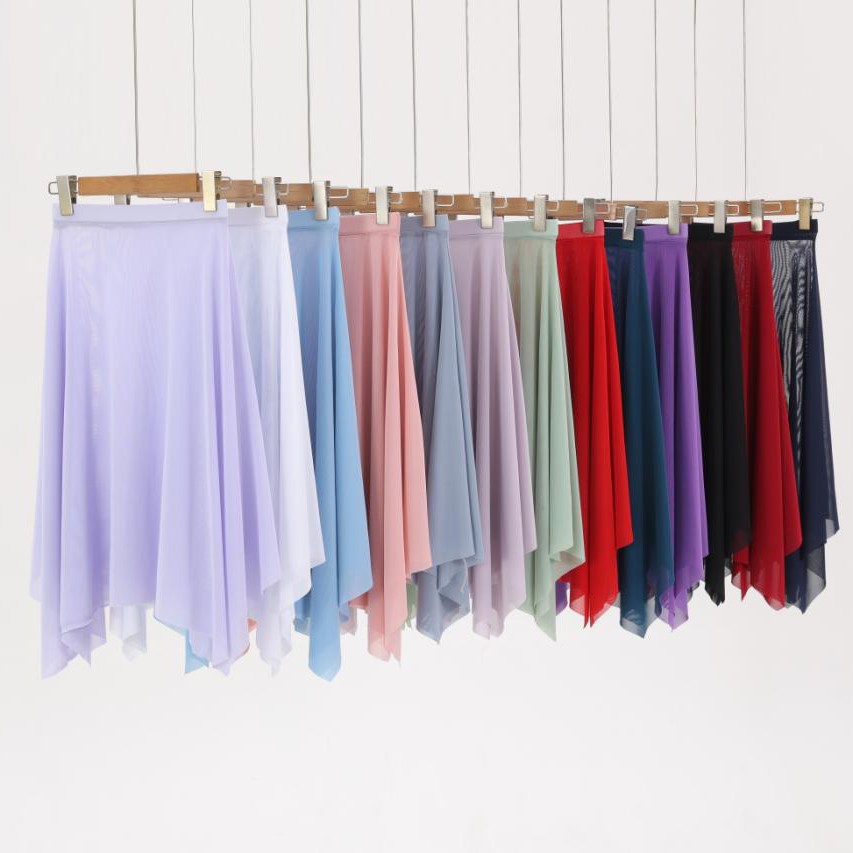 Ballet Skirt Women's Adult stretch net half-length gauze skirt elastic waist ballet training skirt