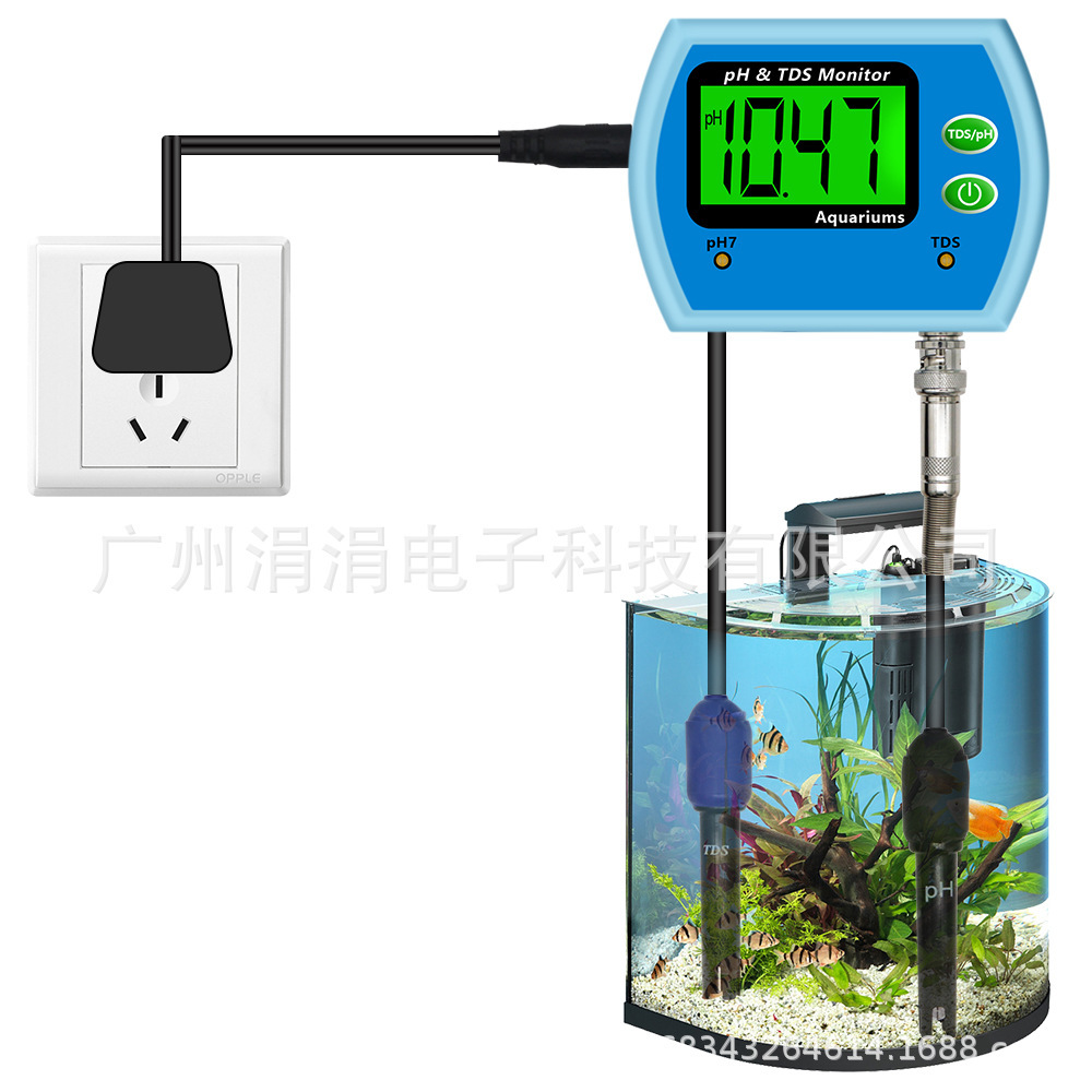PH-2 in 1 detector continuous monitoring aquarium swimming pool hot spring tester monitor pH meter Salinometer