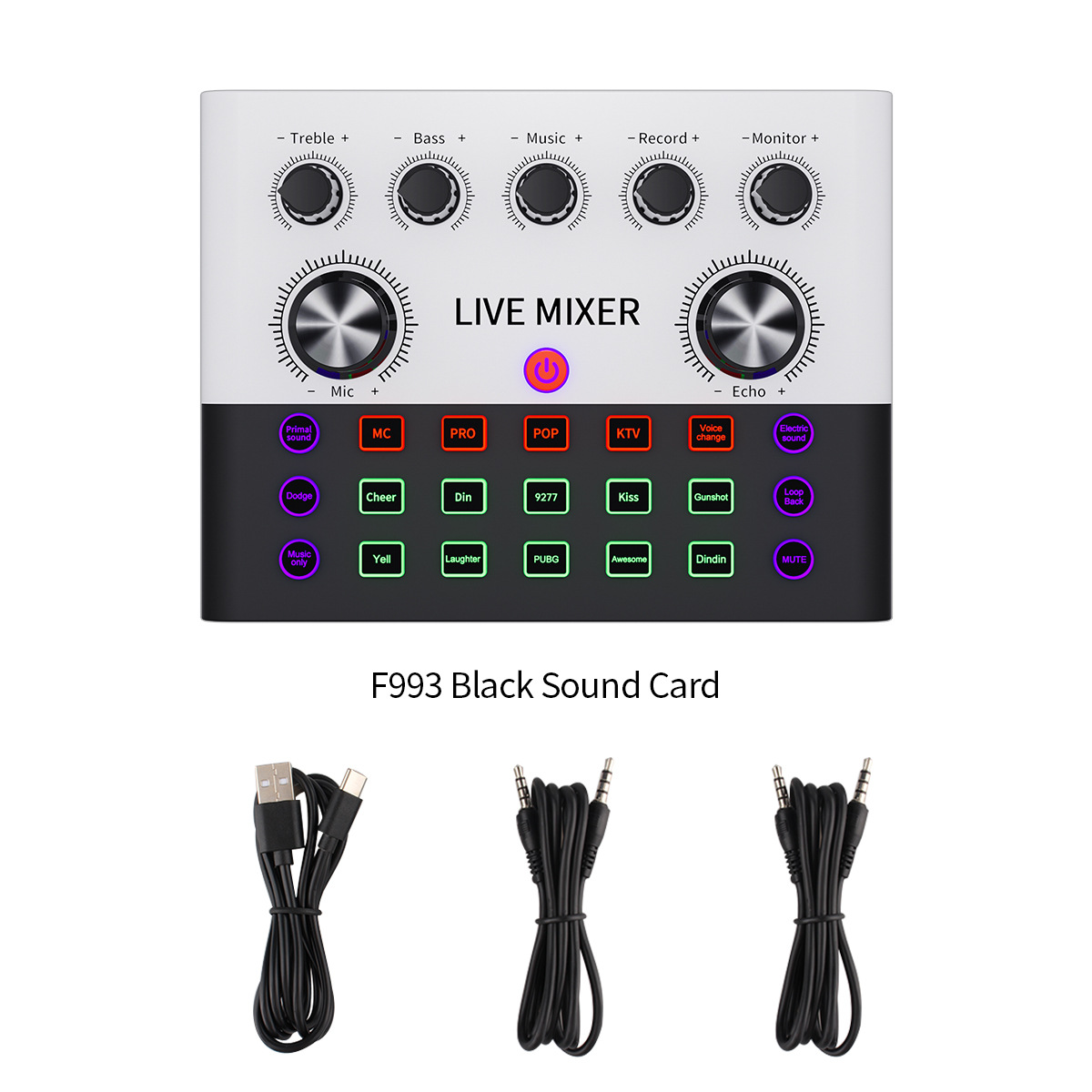 F993 English Live Sound Card Cross-border Explosions suit suit Singing Live Sound Card Mobile Phone Computer Sound Card Equipment