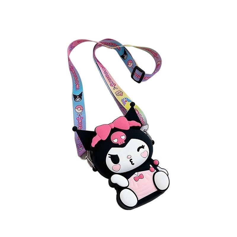 Cross-border Sanrio Kulomi Children's Silicone Coin Purse Cartoon Fashion Shoulder Bag for Going Out and Playing Small Satchel