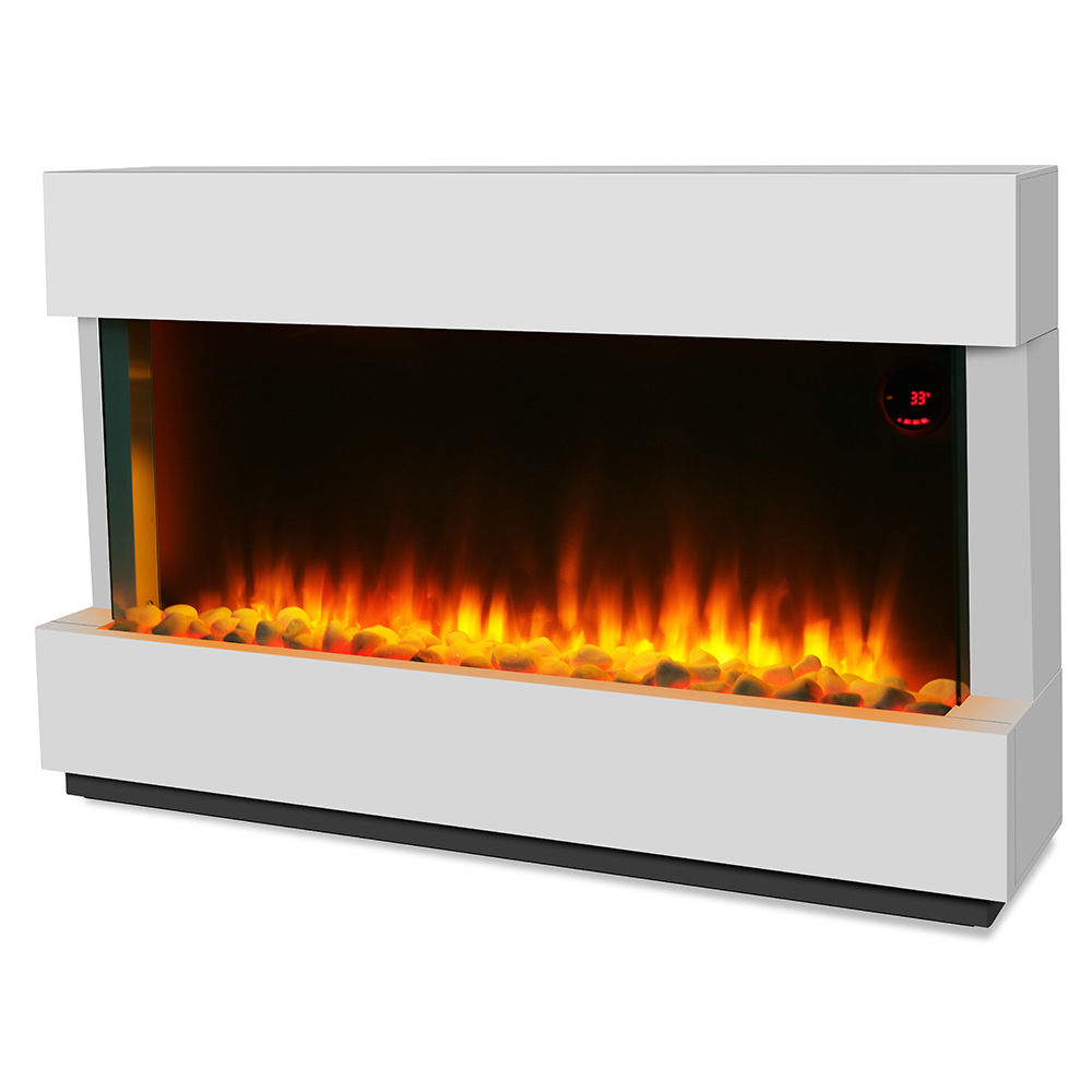 Simulated Flame Electric Fireplace Fast Heating Energy-Saving Cross-Border Heater Realistic Wood Stone Decorative Wooden Frame Integrated Fireplace